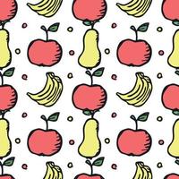 Seamless fruit pattern. doodle background with fruit icons. Fruit background vector