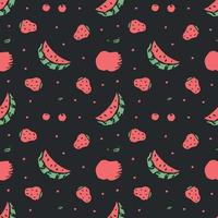 Seamless fruit pattern. doodle background with fruit icons. Fruit background vector