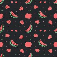 patrón de frutas sin fisuras. garabatear fondo con iconos de frutas. fondo de frutas vector