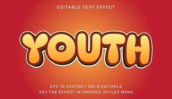 Youth 3d editable text effect vector