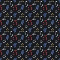 Seamless fruit pattern. doodle background with fruit icons. Fruit background vector