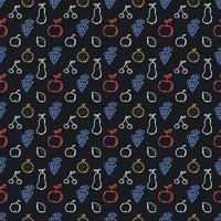 Seamless fruit pattern. doodle background with fruit icons. Fruit background vector