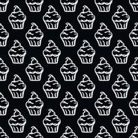 Seamless cake pattern. Sweets and candy background. Doodle vector illustration with sweets and candy icons