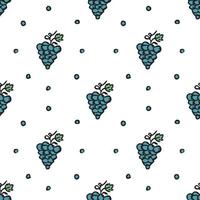 patrón de uva sin fisuras. vector de fideos con iconos de uva. patrón de uva vintage