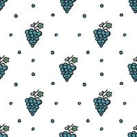 Seamless grape pattern. Doodle vector with grape icons. Vintage grape pattern