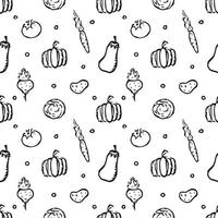 Seamless pattern with vegetable icons. doodle vegetables pattern. Food background vector