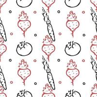 Seamless pattern with vegetable icons. doodle vegetables pattern. Food background vector