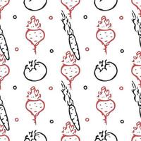 Seamless pattern with vegetable icons. doodle vegetables pattern. Food background vector