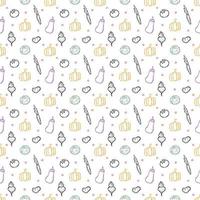 Seamless pattern with vegetable icons. doodle vegetables pattern. Food background vector