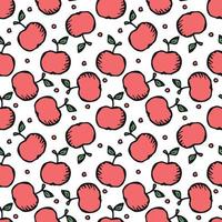 Seamless apple pattern. Colored seamless doodle pattern with apples vector
