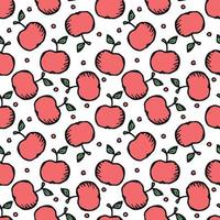 Seamless apple pattern. Colored seamless doodle pattern with apples vector