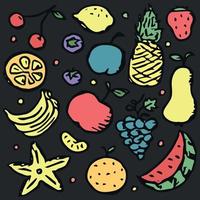 doodle fruit icons. Fruit background vector