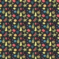 Seamless fruit pattern. doodle background with fruit icons. Fruit background vector