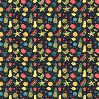 Seamless fruit pattern. doodle background with fruit icons. Fruit background vector