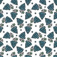 Seamless grape pattern. Doodle vector with grape icons. Vintage grape pattern