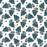 Seamless grape pattern. Doodle vector with grape icons. Vintage grape pattern