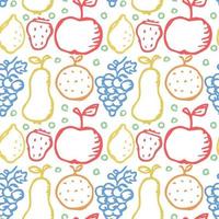 Seamless fruit pattern. doodle background with fruit icons. Fruit background vector