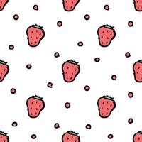 Seamless strawberry pattern. Doodle vector with strawberry icons. Vintage strawberry pattern