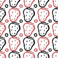 Seamless strawberries pattern. Doodle vector with red strawberries icons. Vintage strawberries pattern