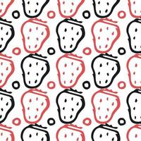 Seamless strawberries pattern. Doodle vector with red strawberries icons. Vintage strawberries pattern