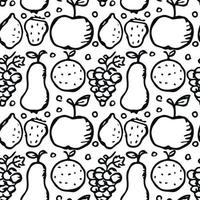 Seamless fruit pattern. doodle background with fruit icons. Fruit background vector