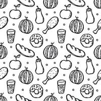 Seamless pattern with food icons. doodle food pattern vector
