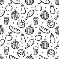 Seamless pattern with food icons. doodle food pattern vector