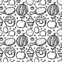 Seamless pattern with food icons. doodle food pattern. Food background vector