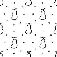 Seamless pattern with pear icons. pear background. Doodle vector illustration with fruits