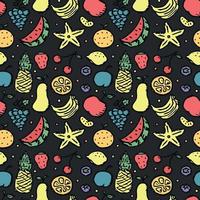 Seamless fruit pattern. doodle background with fruit icons. Fruit background vector
