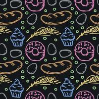 Seamless pattern with food icons. doodle food pattern vector