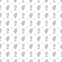 seamless wine pattern. vector doodle illustration with wine and grape. pattern with wine