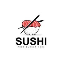 Sushi Logo, Japanese Food Sushi Seafood Vector, Japanese Cuisine Product Brand Design, Template Icon vector