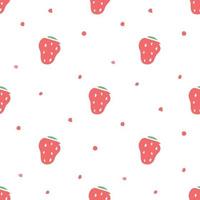 Seamless strawberry pattern. Doodle vector with strawberry icons. Vintage strawberry pattern