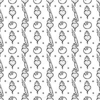 Seamless pattern with vegetable icons. doodle vegetables pattern. Food background vector