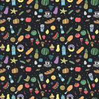 Seamless pattern with food icons. doodle food pattern. Food background vector