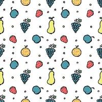 patrón de frutas sin fisuras. garabatear fondo con iconos de frutas. fondo de frutas vector