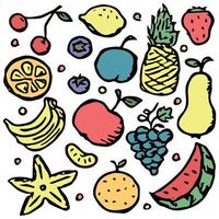 doodle fruit icons. Fruit background vector