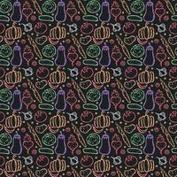 Seamless pattern with vegetable icons. doodle vegetables pattern. Food background vector