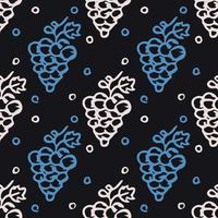 Seamless grape pattern. Doodle vector with grape icons. Vintage grape pattern