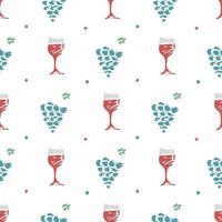 seamless wine pattern. vector doodle illustration with wine and grape. pattern with wine