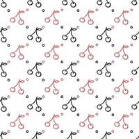 Seamless cherry pattern. Doodle vector with red cherry icons. Vintage cherry pattern