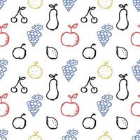 Seamless fruit pattern. doodle background with fruit icons. Fruit background vector