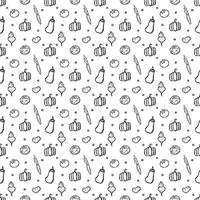 Seamless pattern with vegetable icons. doodle vegetables pattern. Food background vector
