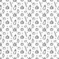 Seamless pattern with vegetable icons. doodle vegetables pattern. Food background vector