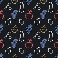 Seamless fruit pattern. doodle background with fruit icons. Fruit background vector