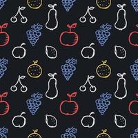 Seamless fruit pattern. doodle background with fruit icons. Fruit background vector