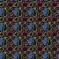 Seamless fruit pattern. doodle background with fruit icons. Fruit background vector