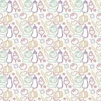 Seamless pattern with vegetable icons. doodle vegetables pattern. Food background vector
