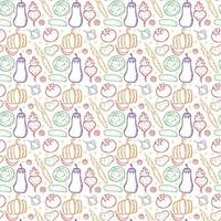 Seamless pattern with vegetable icons. doodle vegetables pattern. Food background vector